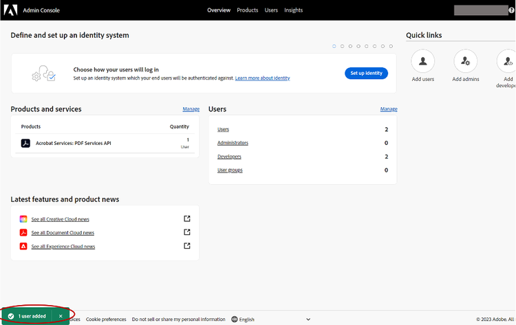 Save new user success