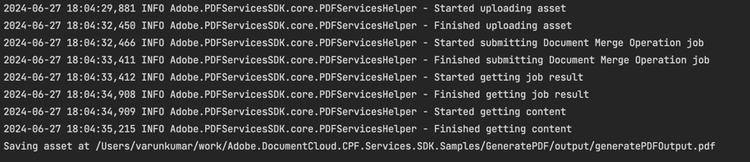 Example running at the command line