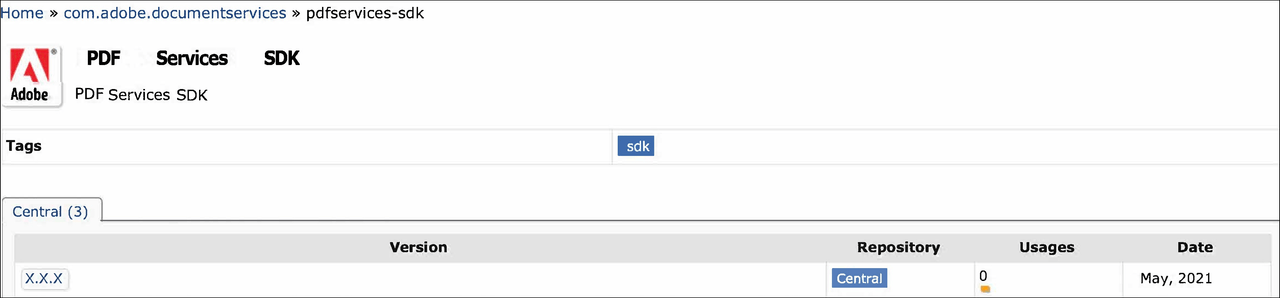 Adobe PDF Services SDK On Maven