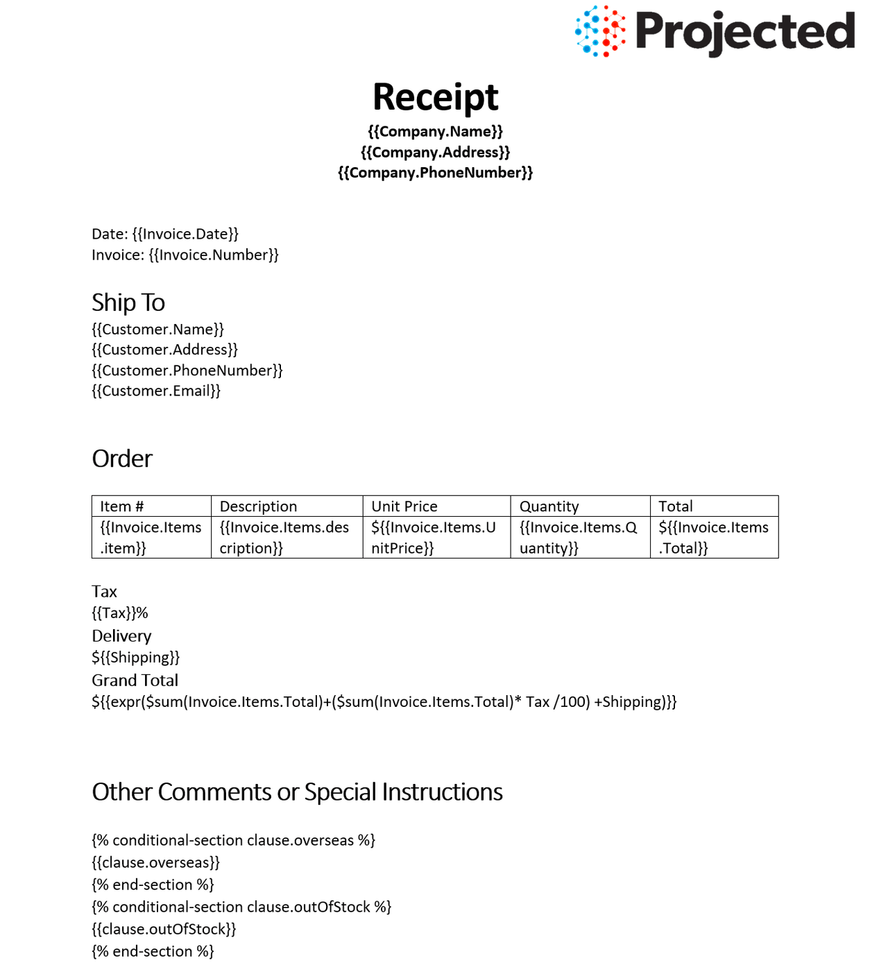 Example of tokens