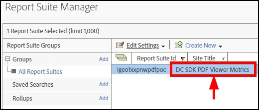 Selecting Site Title as DC SDK PDF Viewer Metrics in AEM Suite