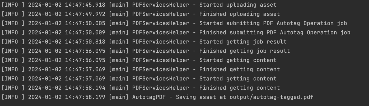 Example running in the command line