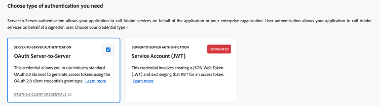 Choosing type of authentication