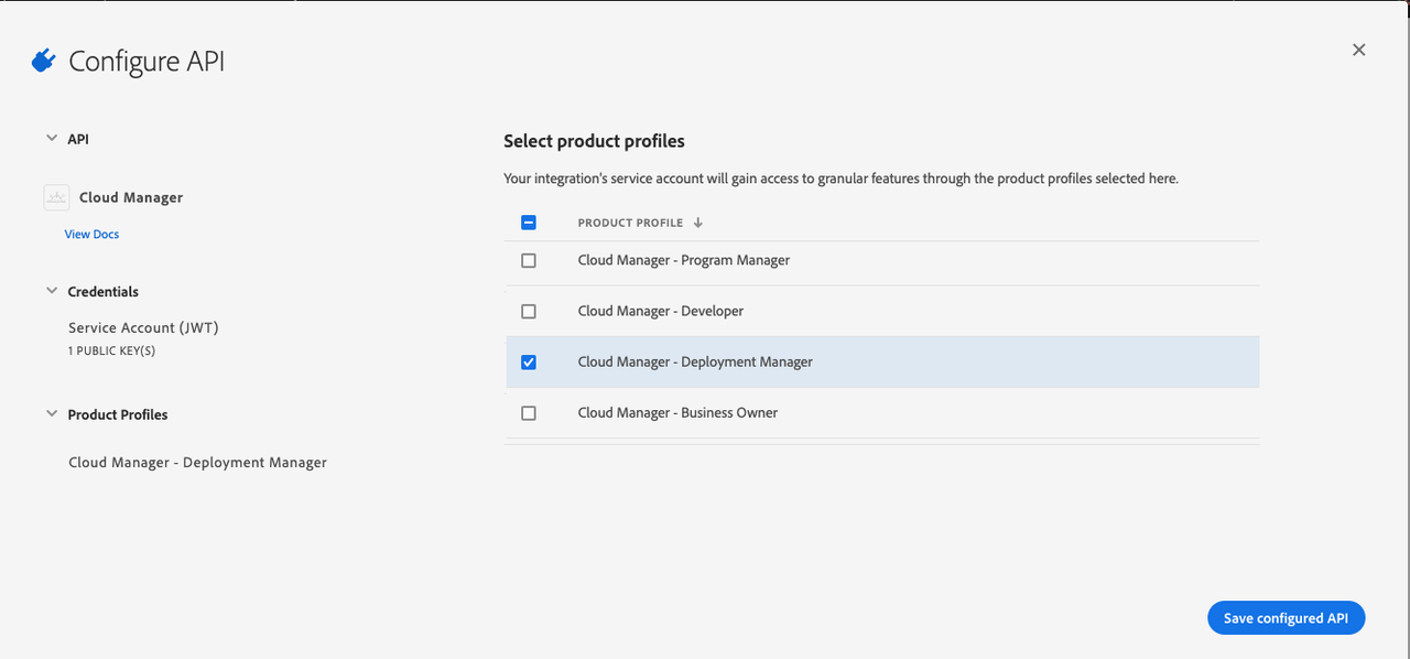 Set Service Account Product Profiles