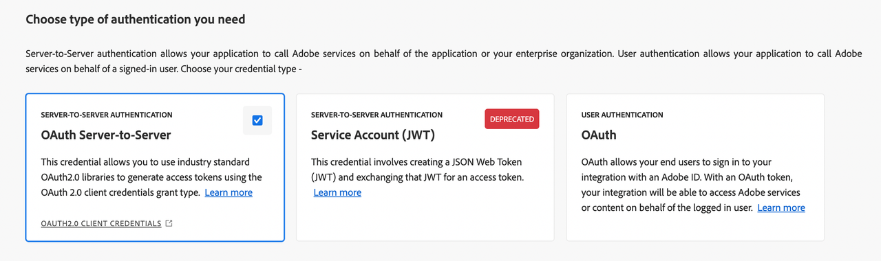 Choosing type of authentication