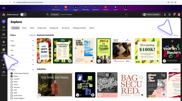 Template Browser - find collection