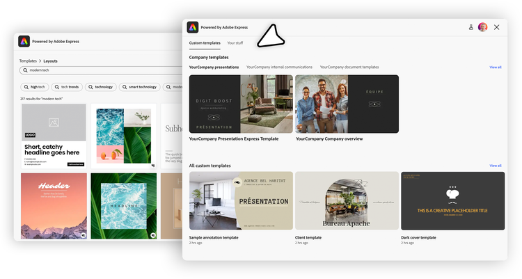 Template Browser v2 — tabbed home
